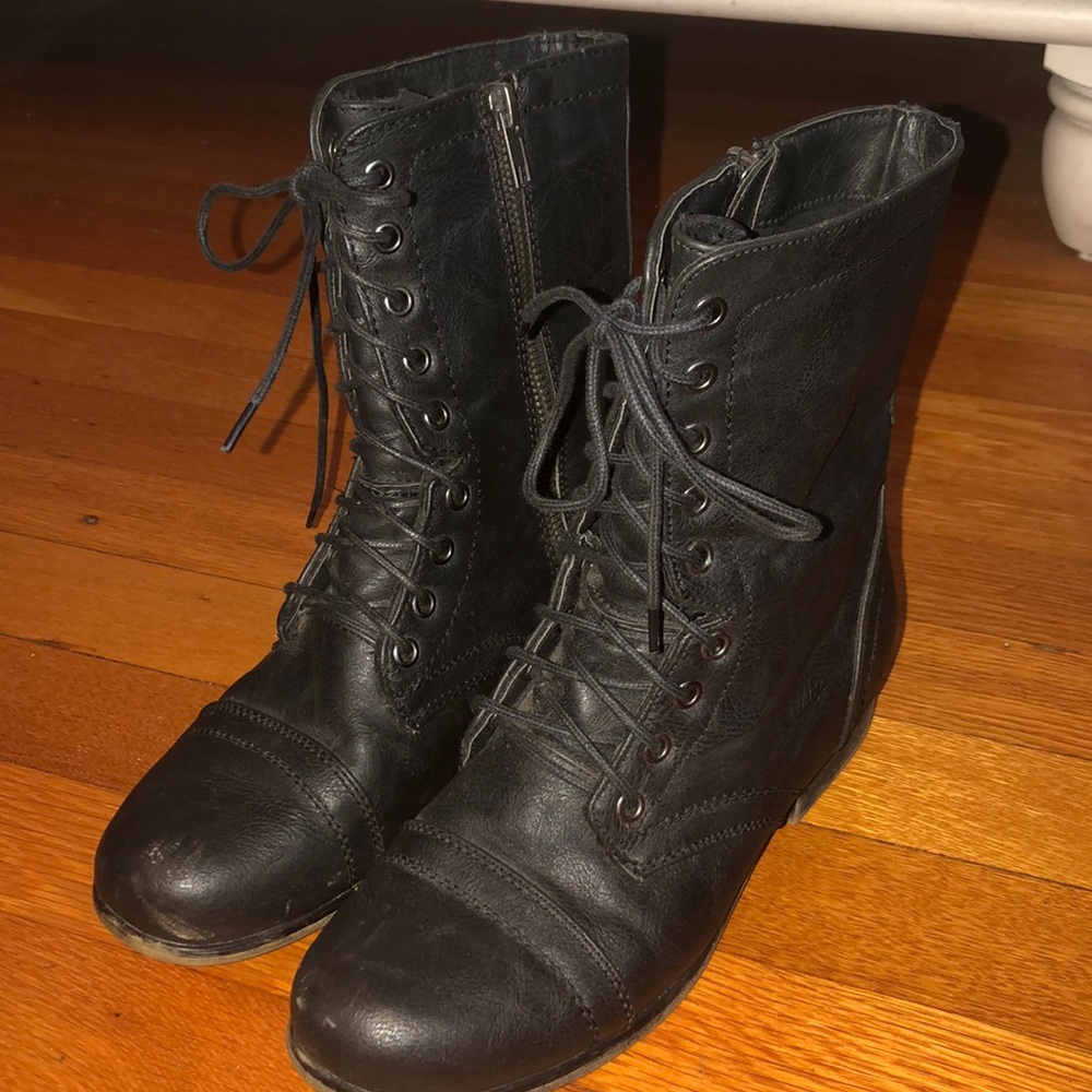 Madden Girl black combat boots